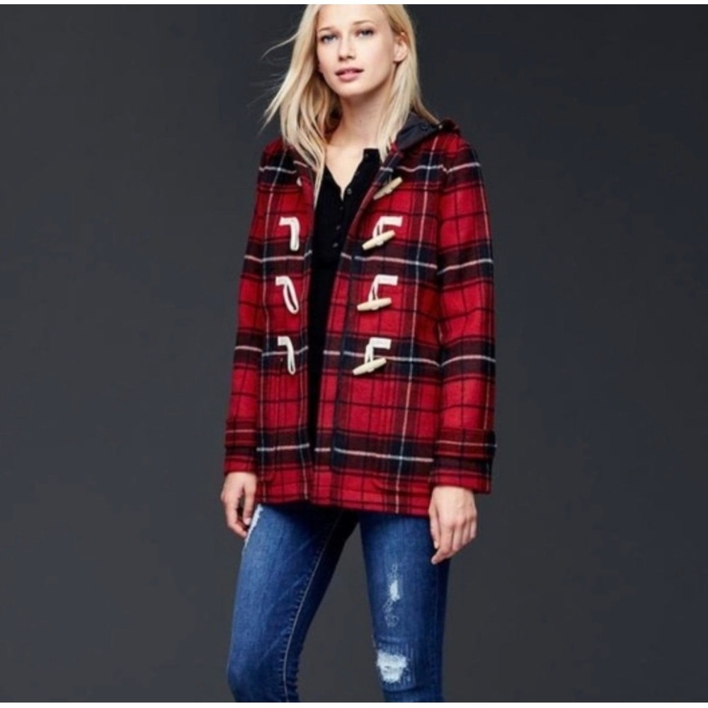 Gap Women's‎ Wool Blend Toggle Closure Plaid Jacket Sz S